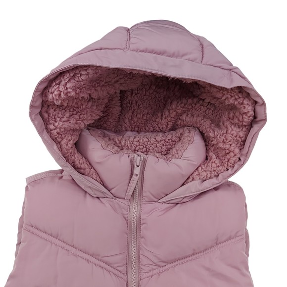 Aeropostale Puffer Vest Womens Small Mauve Insulated Winter Warmer Sherpa - Picture 4 of 12